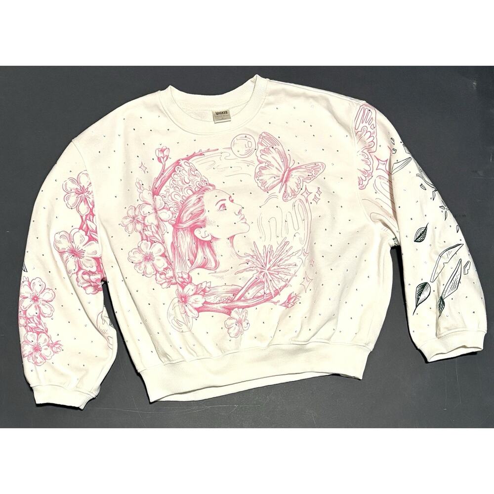 Wicked Katie Kime Glinda Elphaba Graphic Pullover Sweatshirt Size M Medium EUC